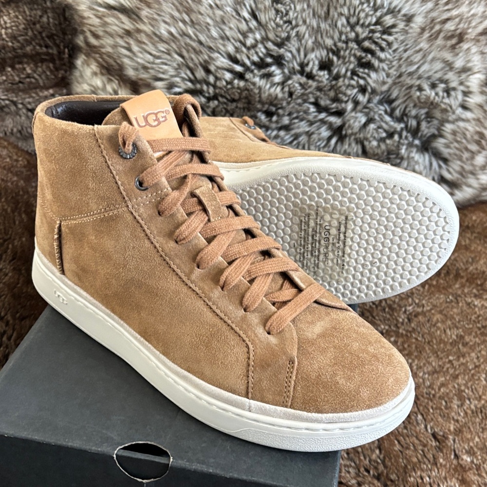 UGG Men's 8.5 High-Top Suede Sneakers Chestnut